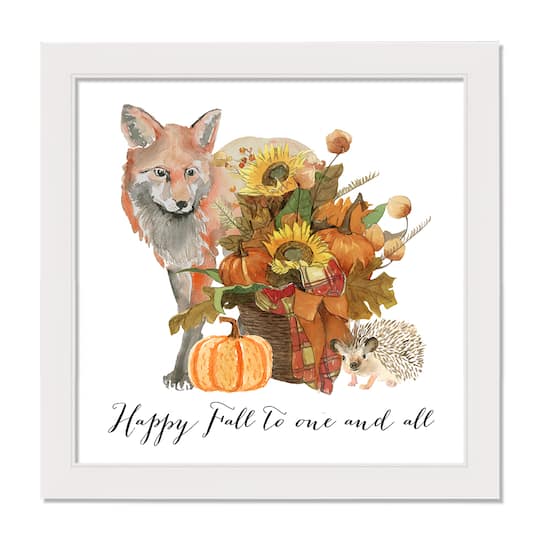Fall Animals White Framed Print